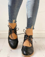 Evelina Beaumont | Lace-Up Block Heels