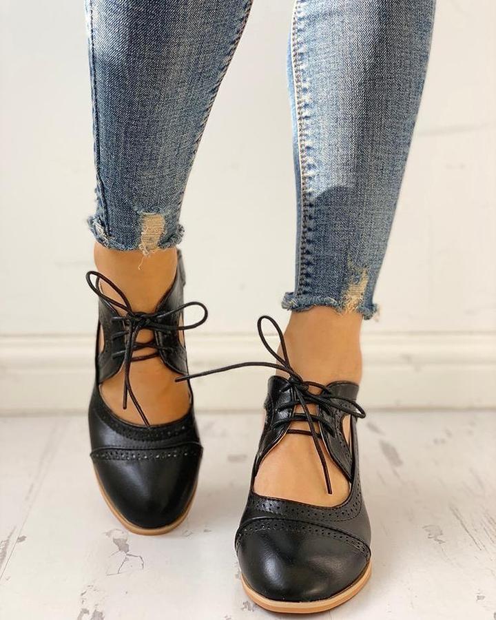 Evelina Beaumont | Lace-Up Block Heels