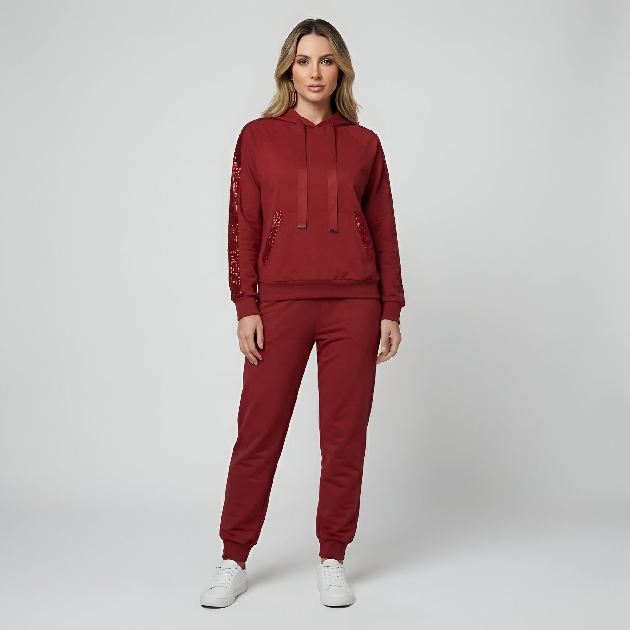 Una Sinclair | Sequin Trim Hoodie and Jogger Set