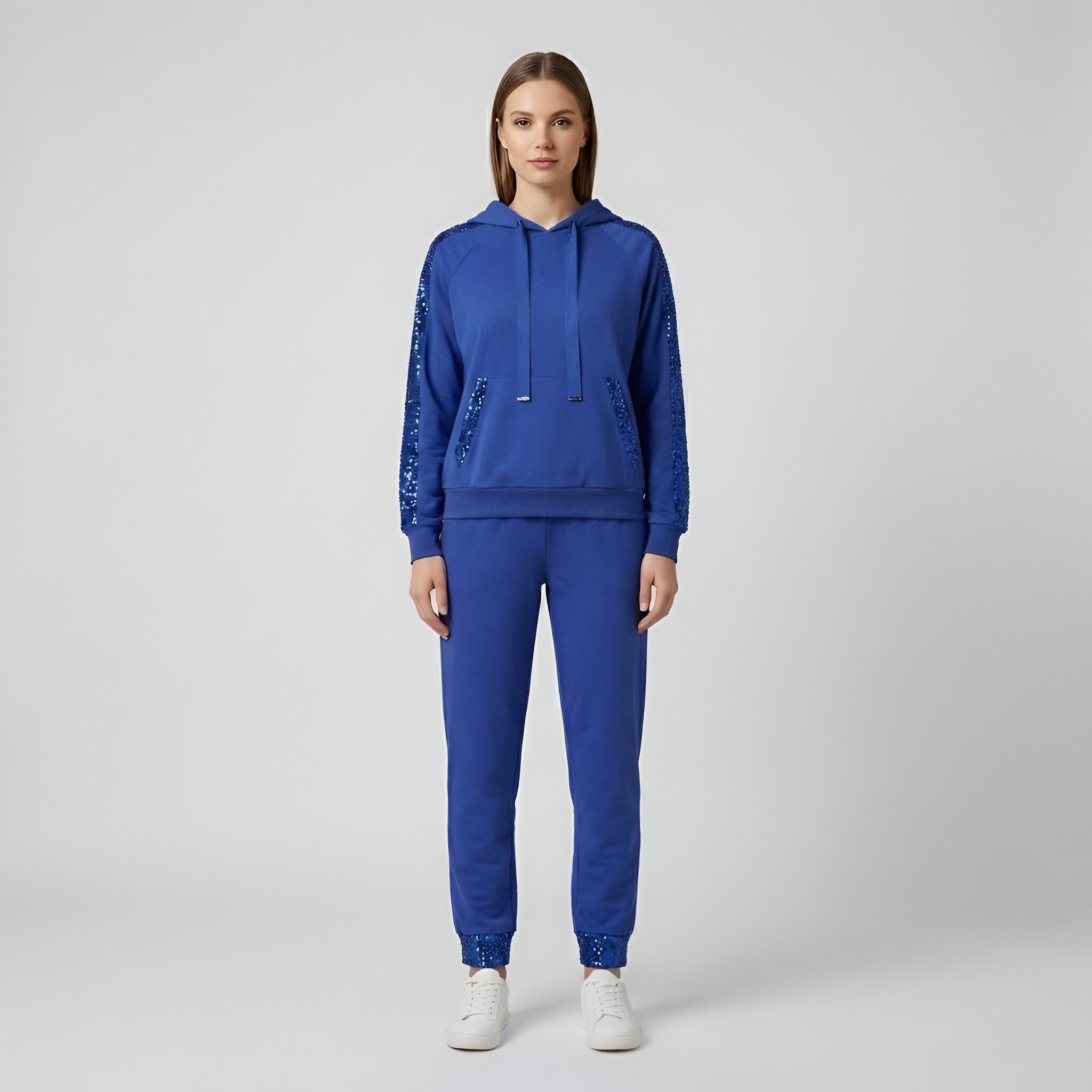 Una Sinclair | Sequin Trim Hoodie and Jogger Set