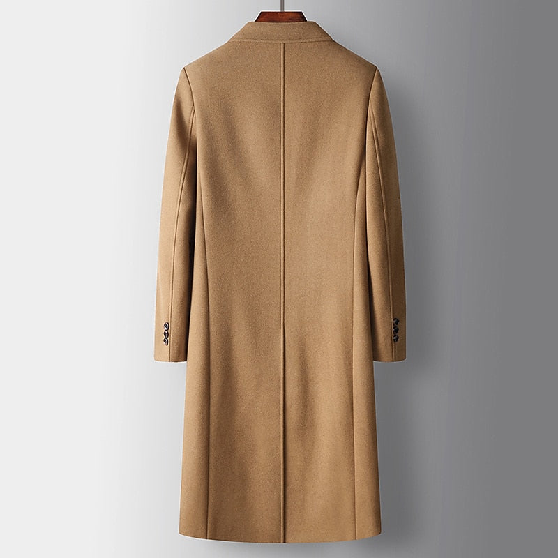 Rupert Holloway | Pardessus long en laine camel à double boutonnage