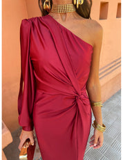Camille Renard | One-Shoulder Twist Midi Dress