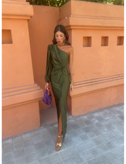 Camille Renard | One-Shoulder Twist Midi Dress