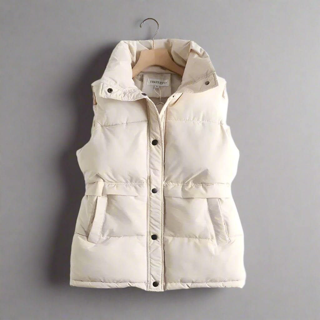 Edith Sanderson | Gilet matelassé coupe-vent pour femme | Veste sans manches matelassée isolante