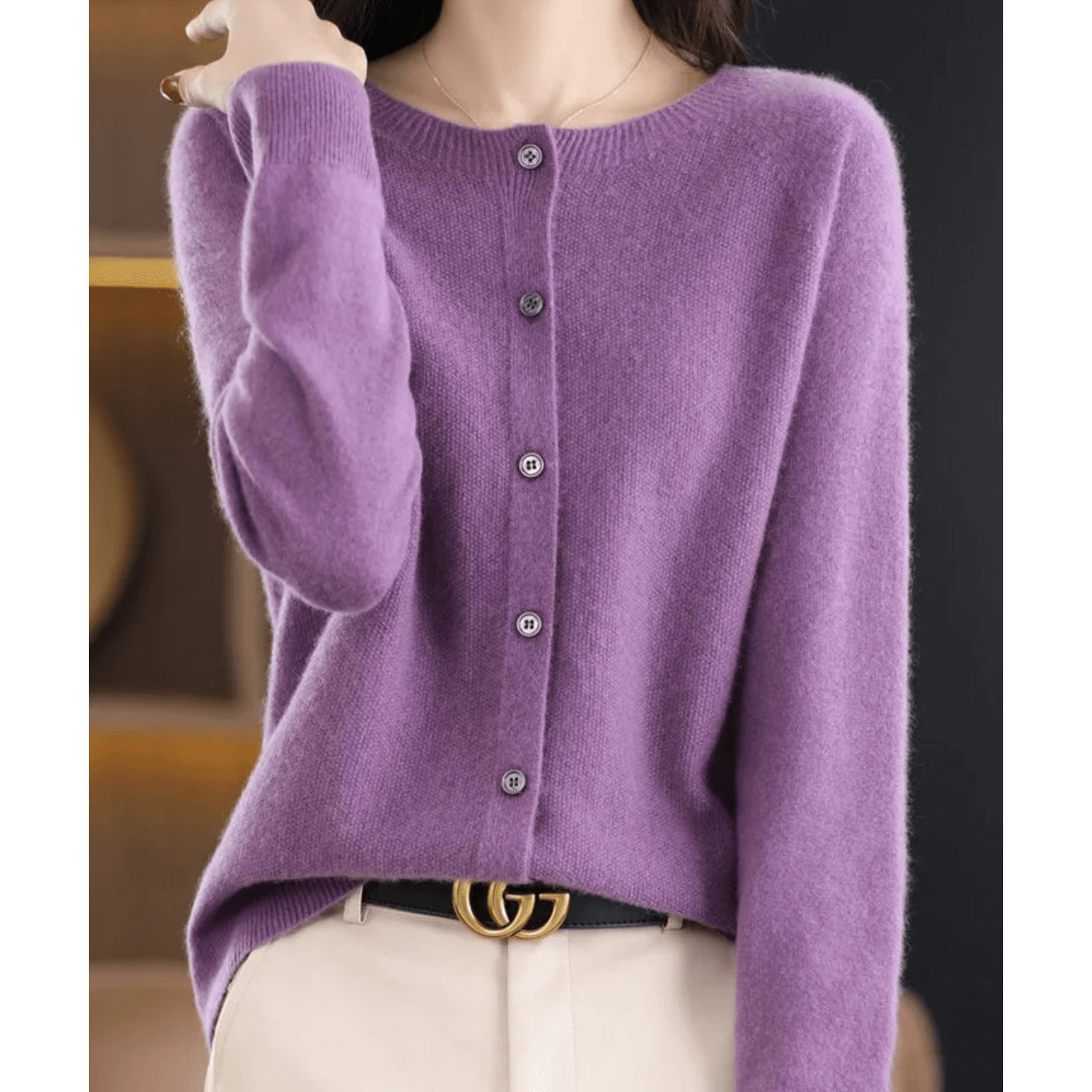 Rosalind Ashworth | Cardigan à col rond boutonné sur le devant