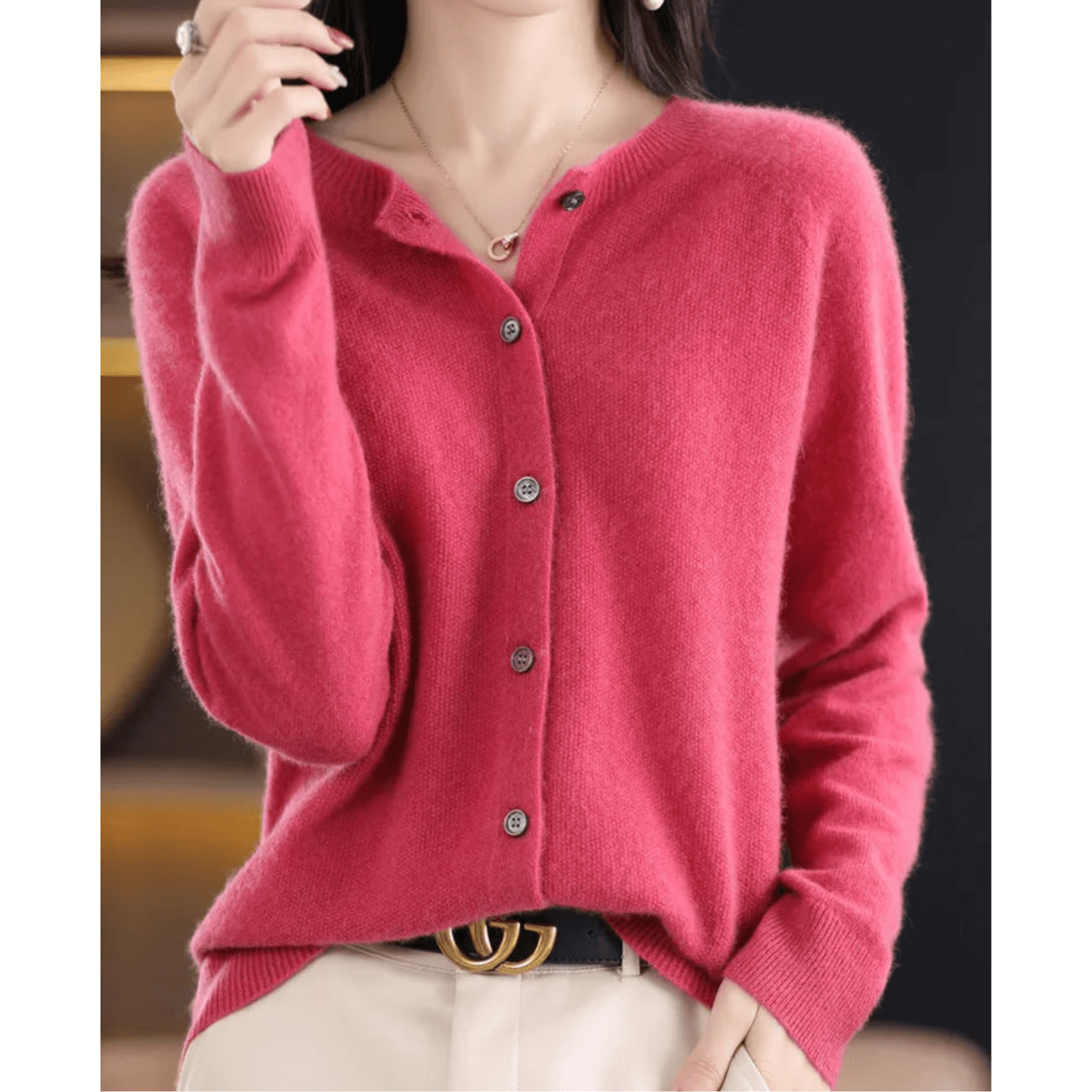 Rosalind Ashworth | Cardigan à col rond boutonné sur le devant