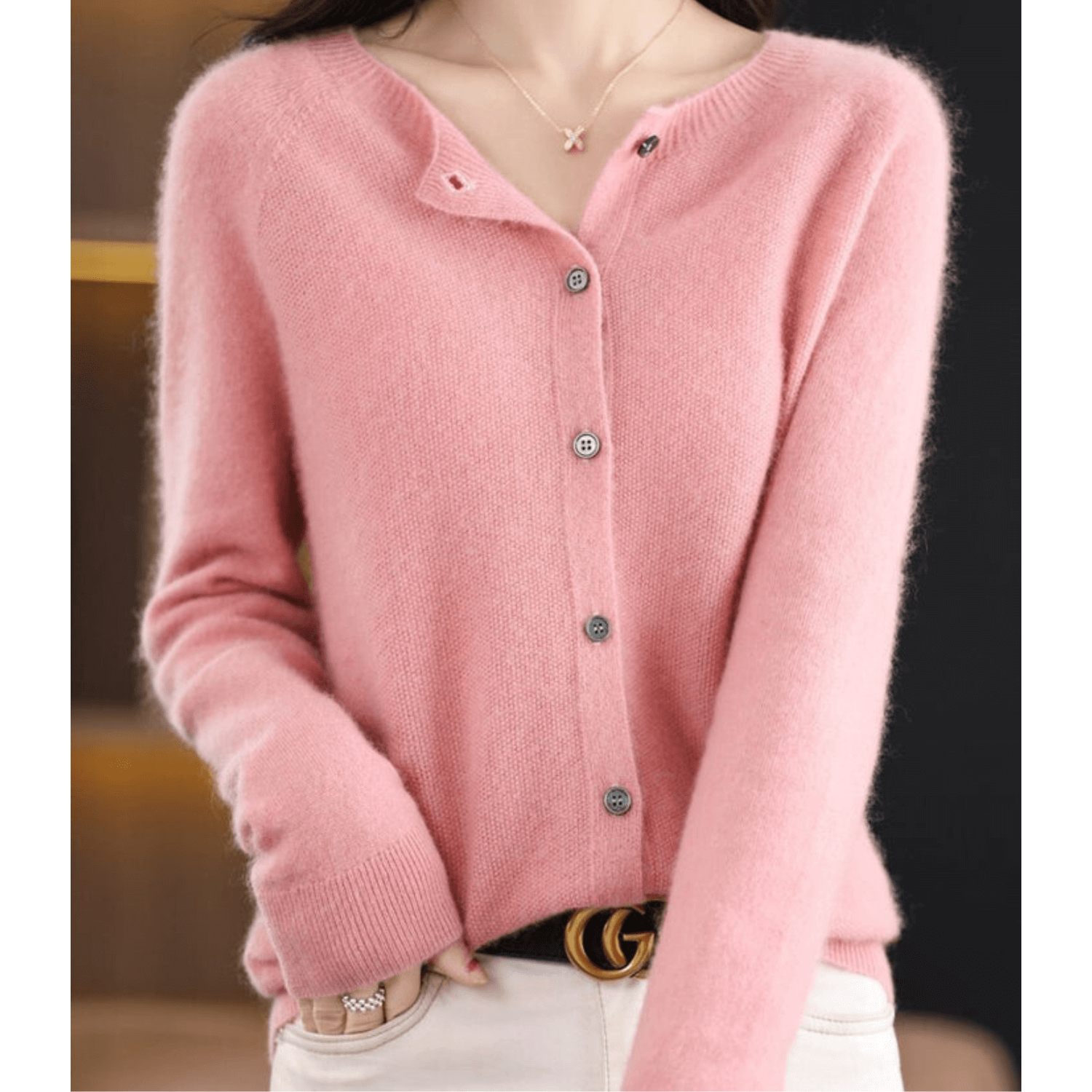 Rosalind Ashworth | Cardigan à col rond boutonné sur le devant
