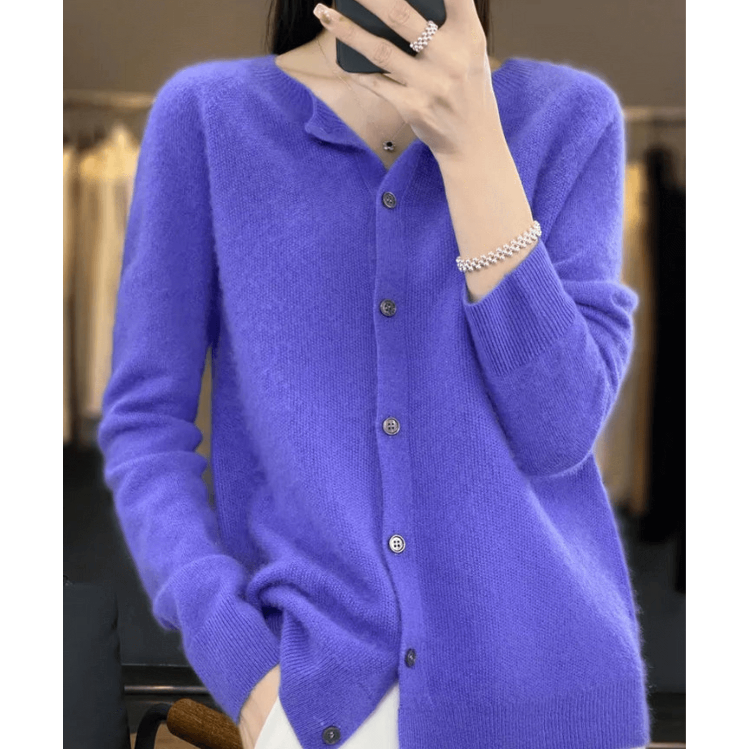 Rosalind Ashworth | Cardigan à col rond boutonné sur le devant