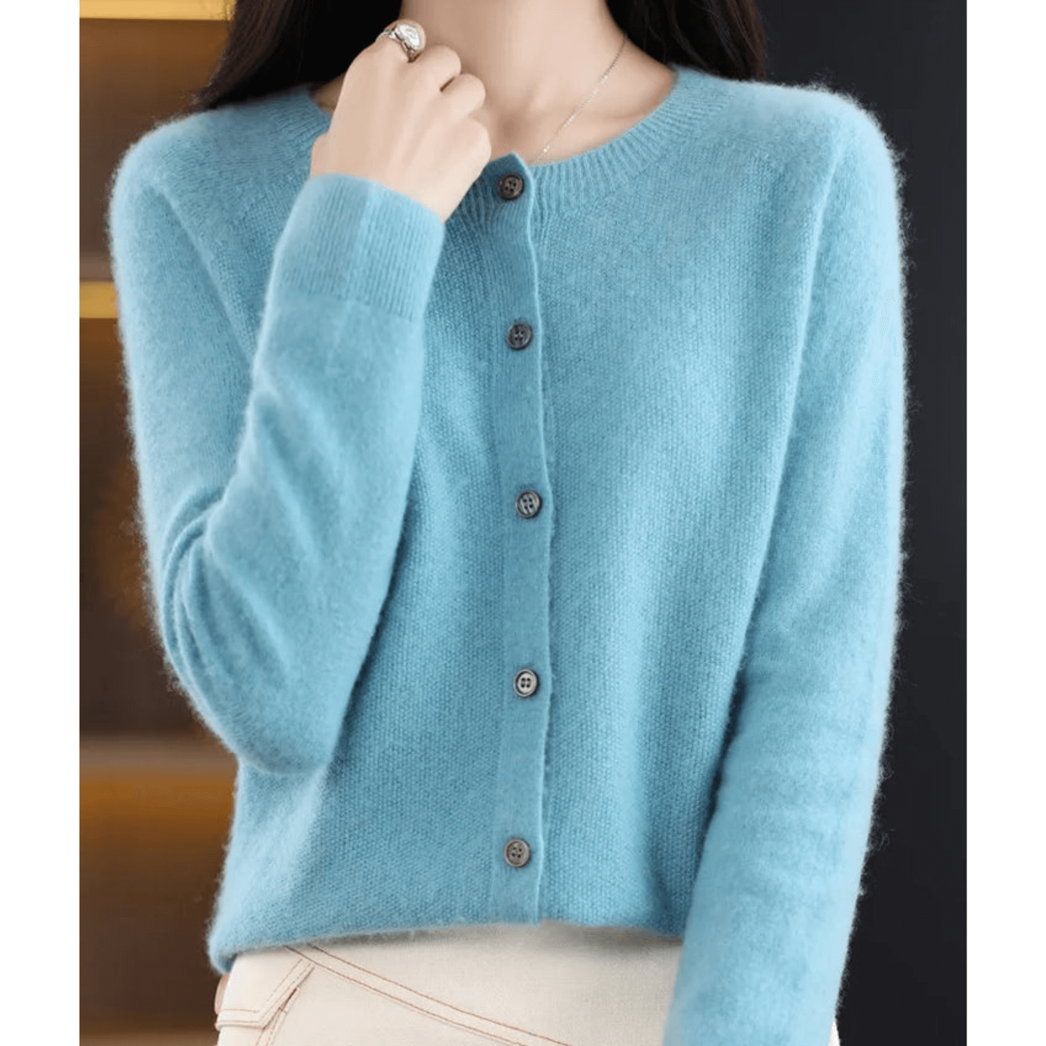 Rosalind Ashworth | Cardigan à col rond boutonné sur le devant