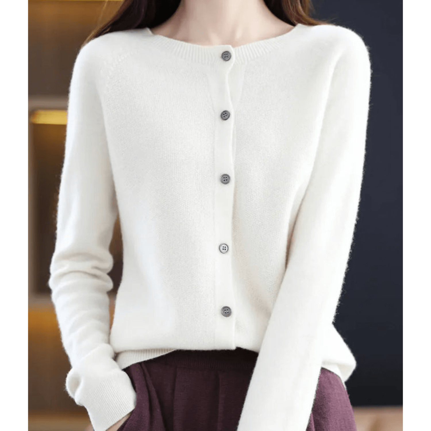 Rosalind Ashworth | Cardigan à col rond boutonné sur le devant
