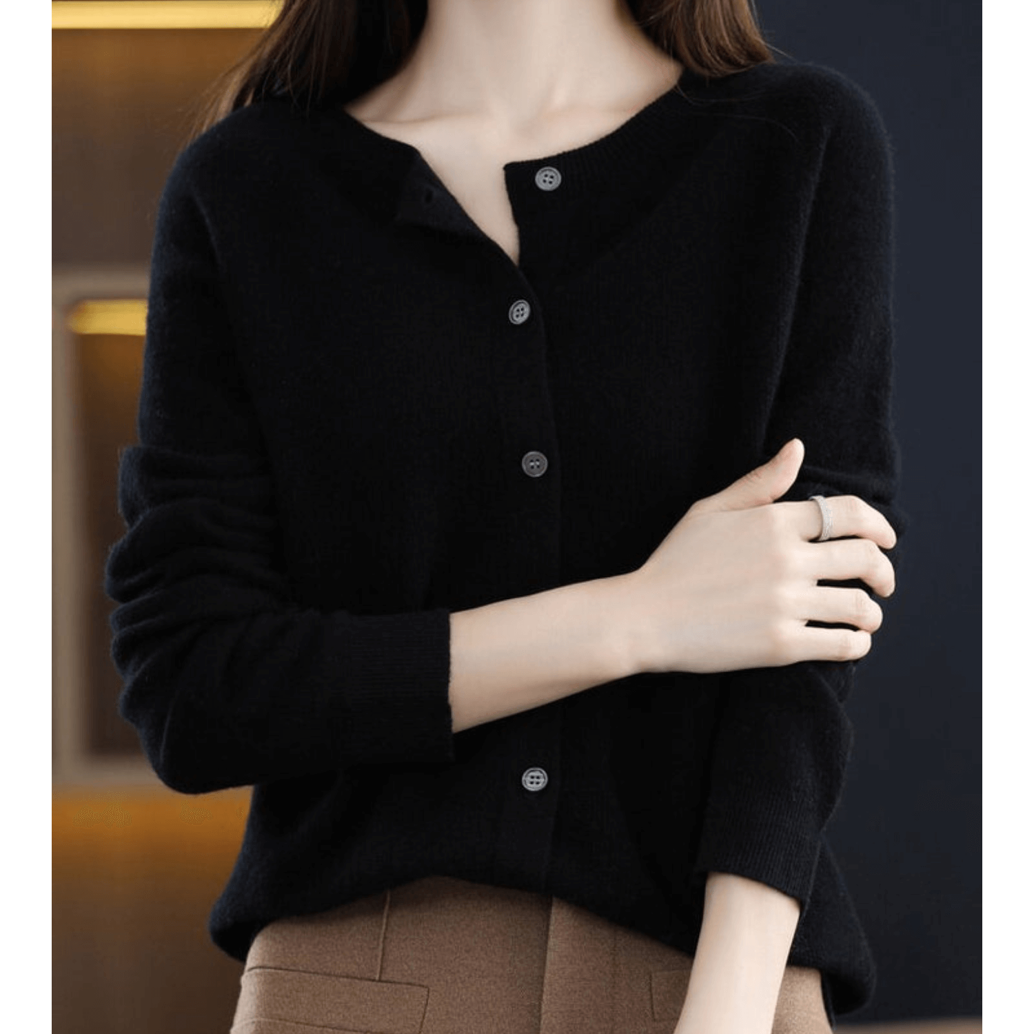 Rosalind Ashworth | Cardigan à col rond boutonné sur le devant