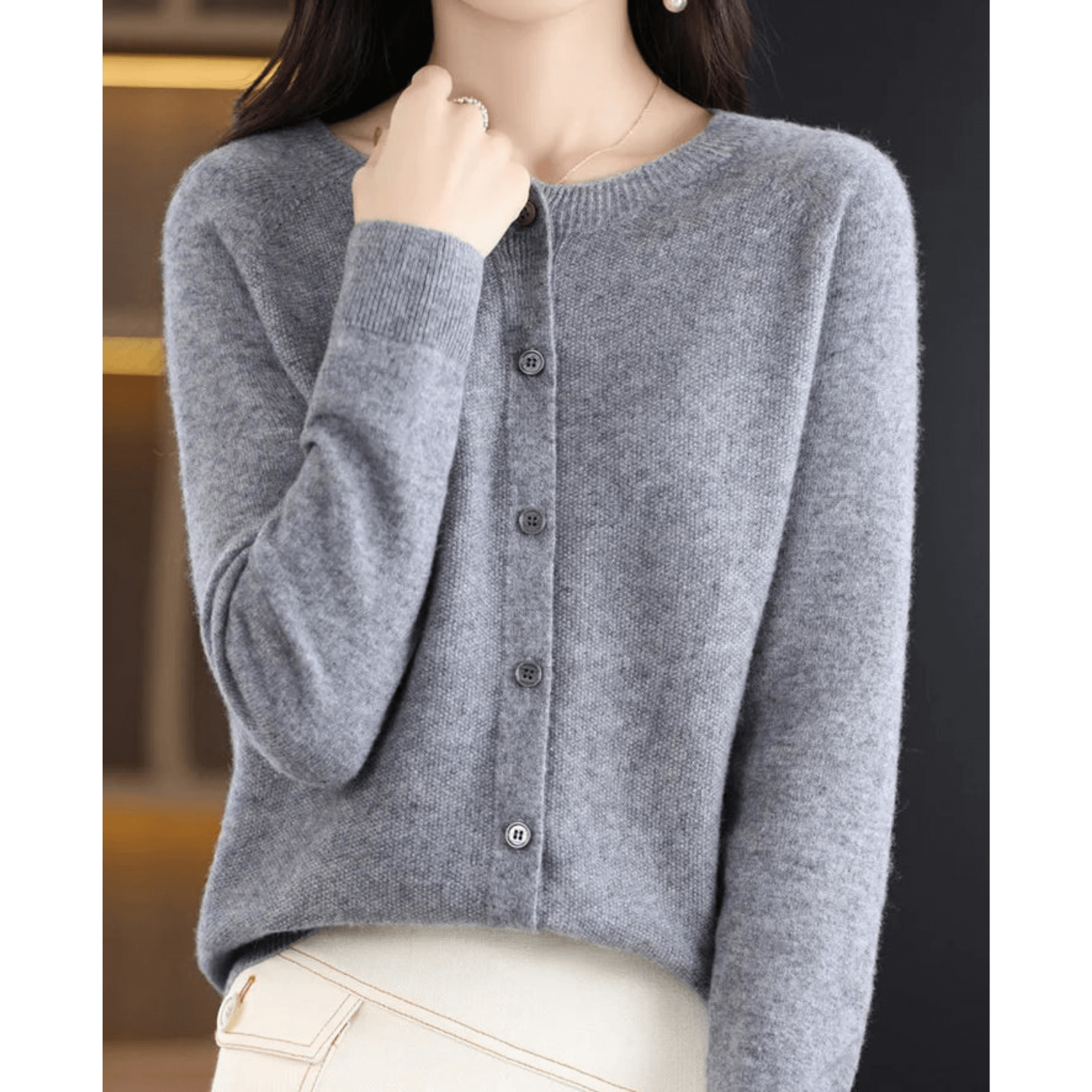 Rosalind Ashworth | Cardigan à col rond boutonné sur le devant