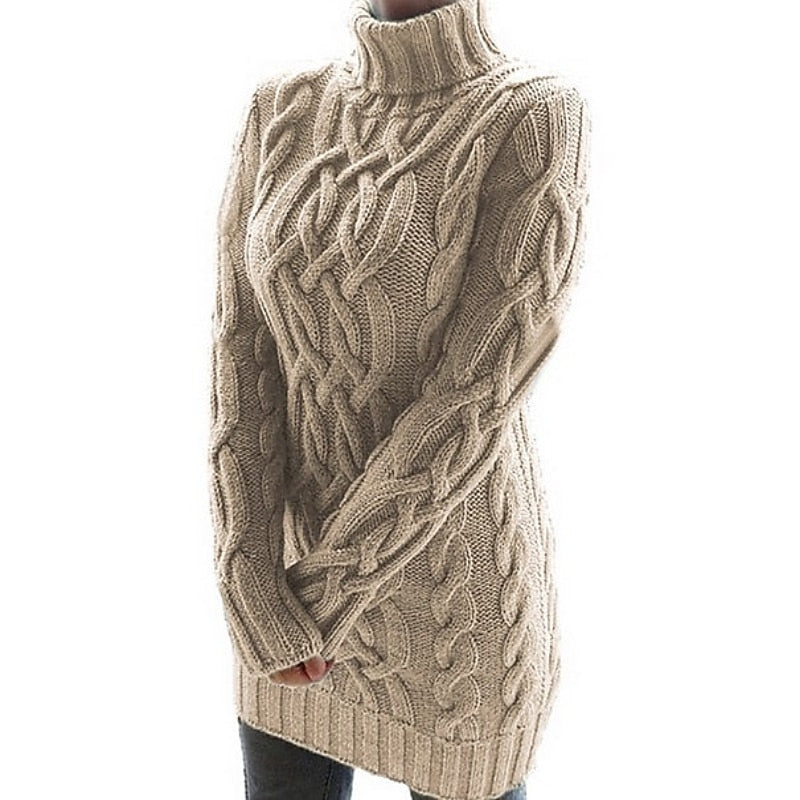 Phoebe Harrison | Cable-Textured Turtleneck Sweater Dress