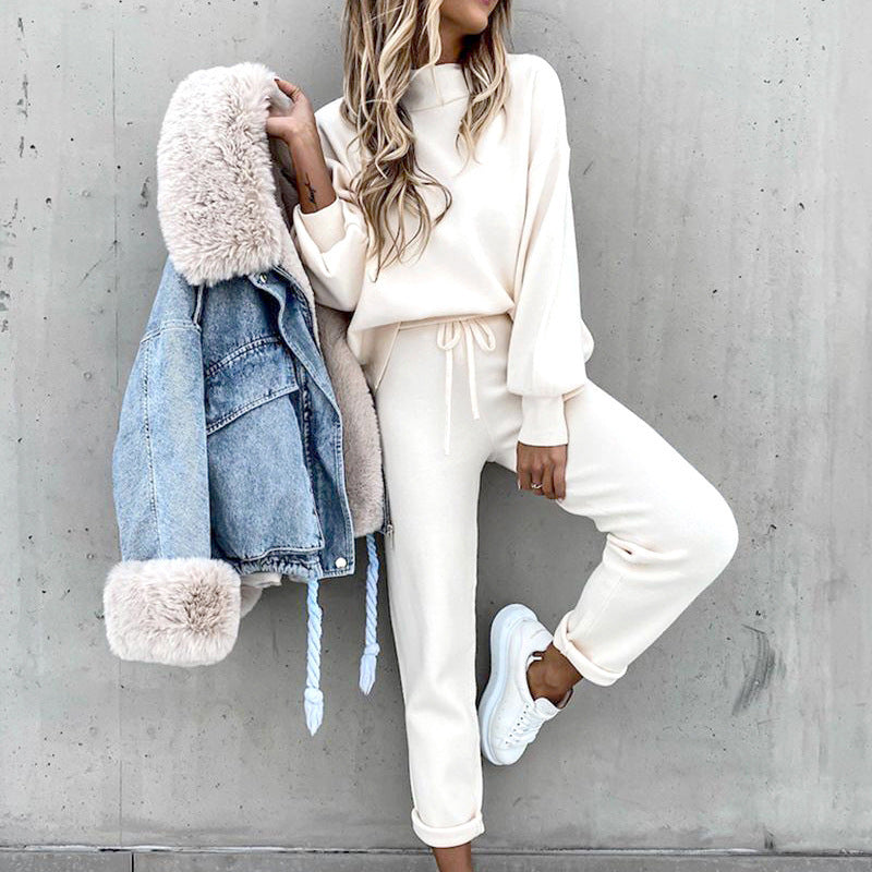 Emma White | Cream Knit Two-Piece Loungewear Set